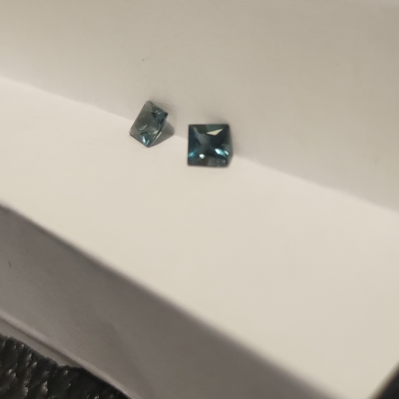 Faceted Man Made Navy Blue Diamond Pair #90 - Picture 3 of 4